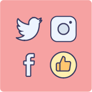 A set of social media icons