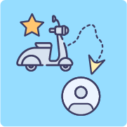Moped with star on the blue background