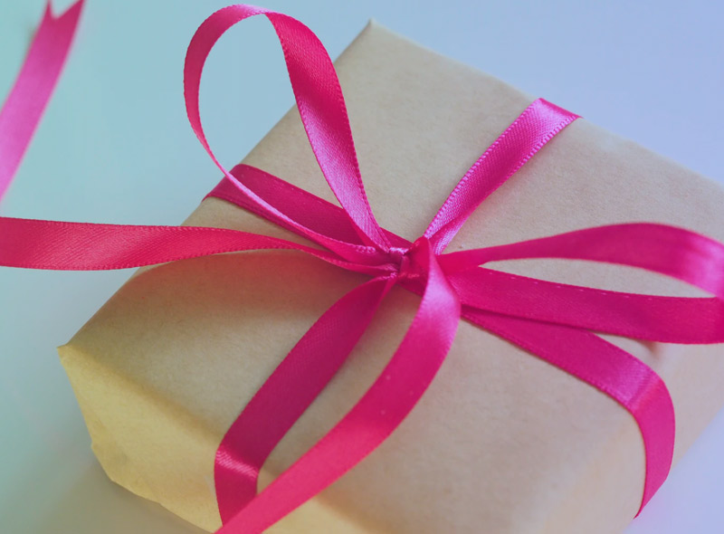 a box with a ribbon