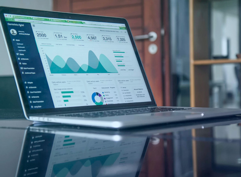 The dashboard of key metrics on the laptop