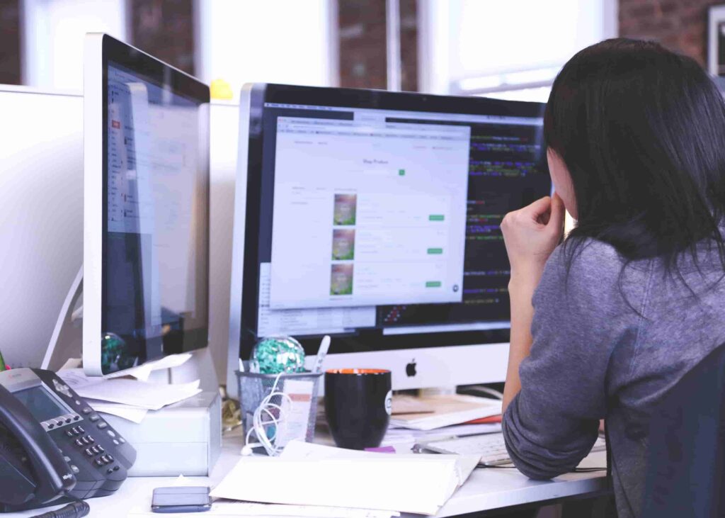 Programmer sitting at a desk
