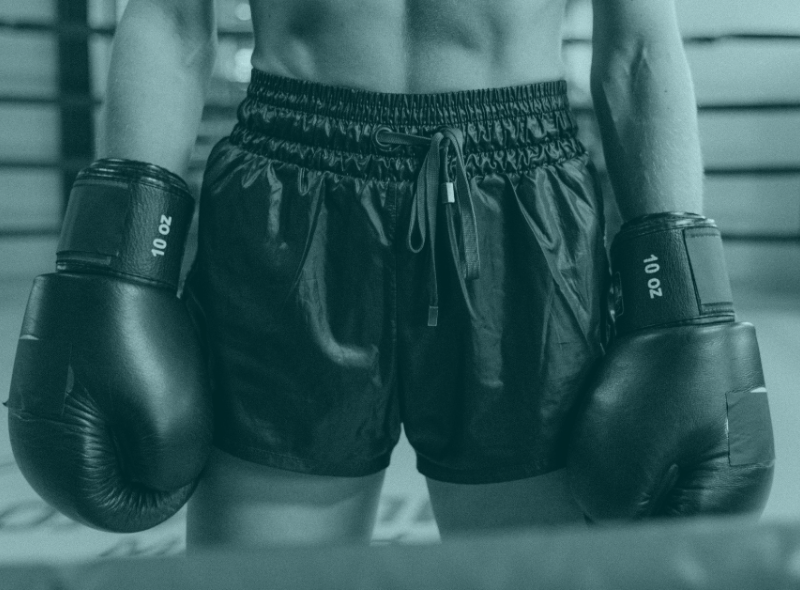 A boxer wearing gloves