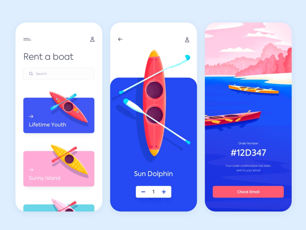 Best App Design Inspiration Examples  - Rent a Boat