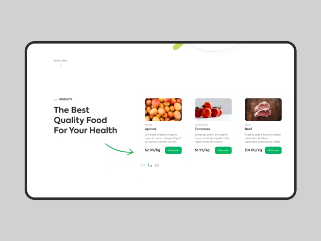 Organic Food Delivery web design