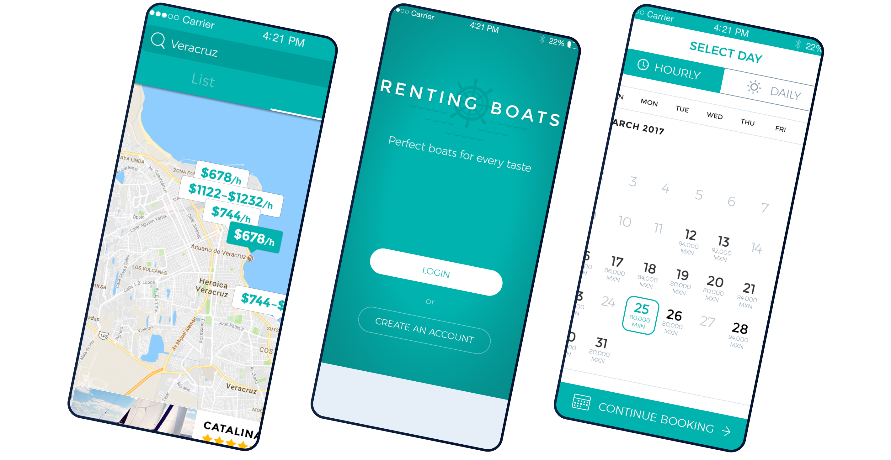 Renting boats mobile app