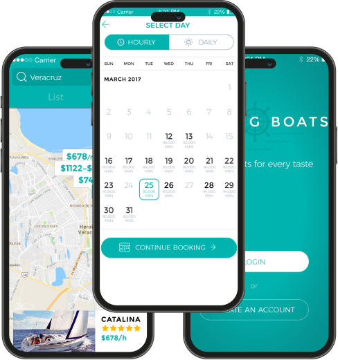 Renting Boats App - mockup