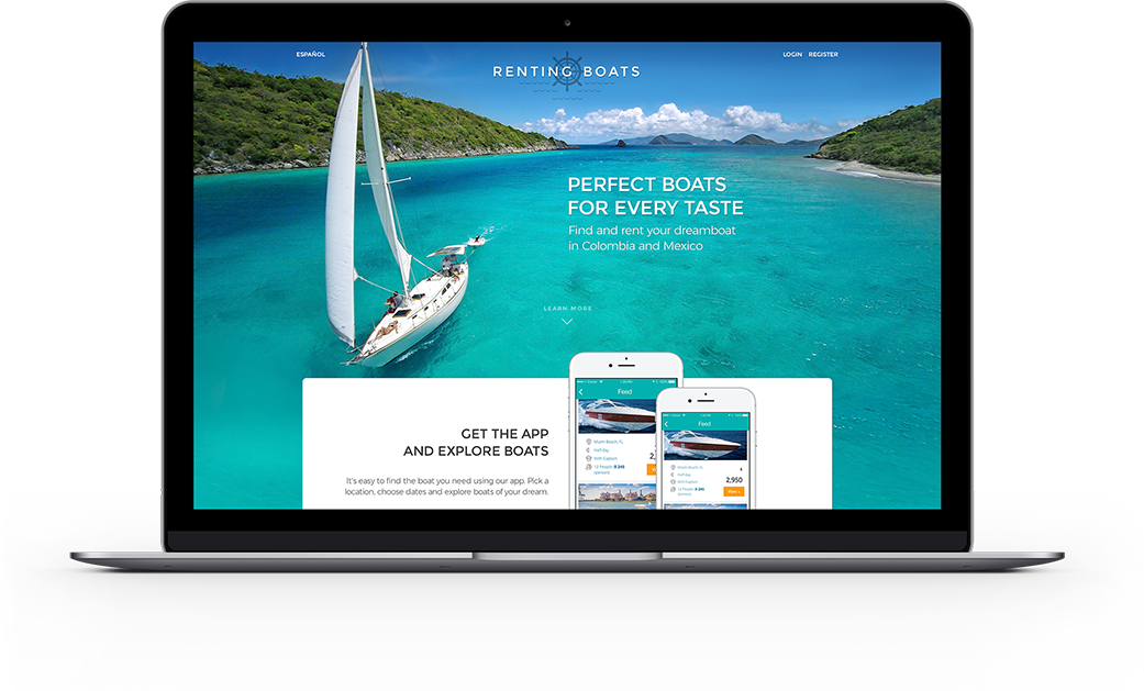 Renting Boats App - web screen