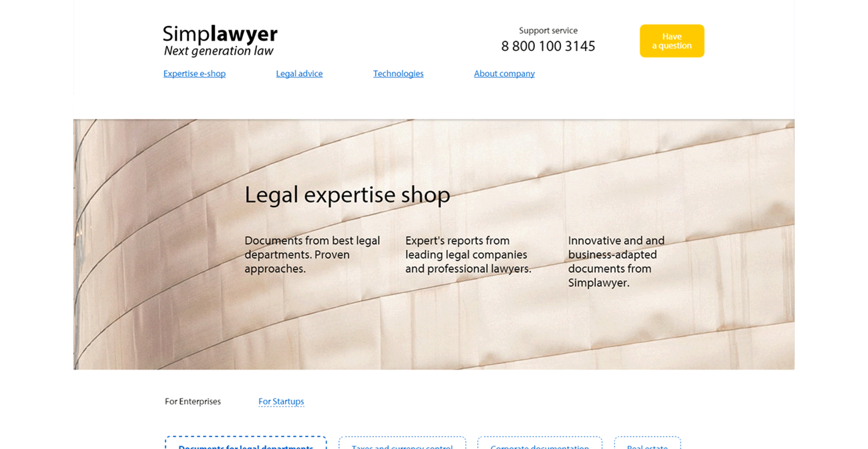 A webpage about legal expertise shop