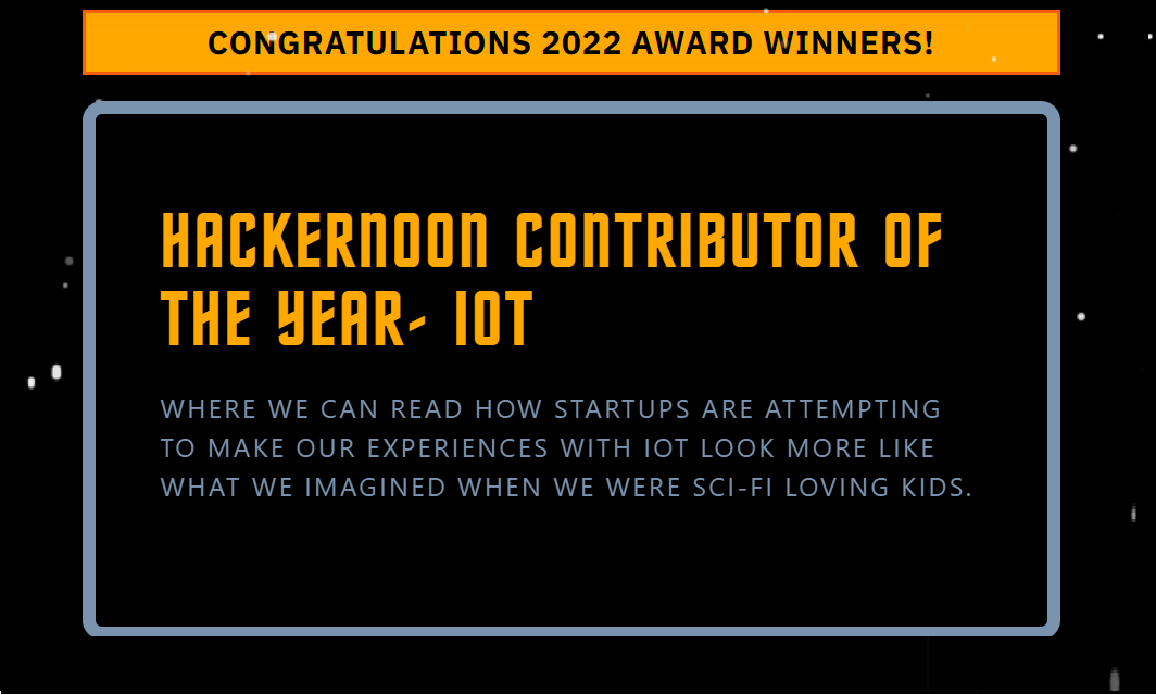 hackernoon contributor of the year iot