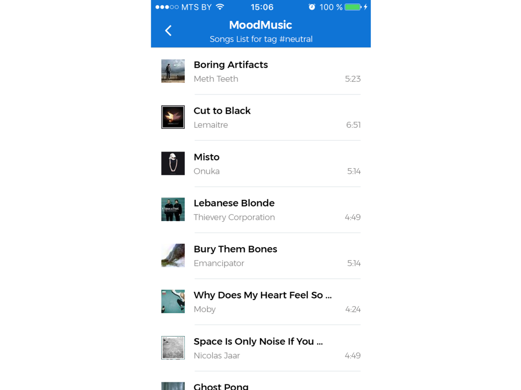 mood music mobile app development case screenshot