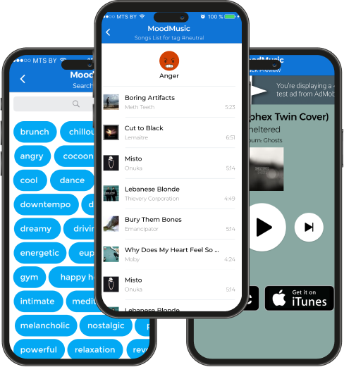 mood music mobile app development screen