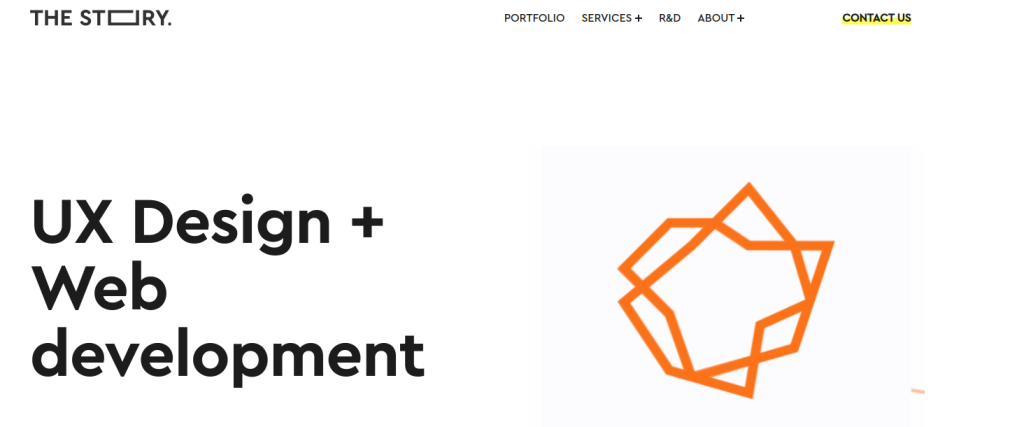 the story UX design + web development logo
