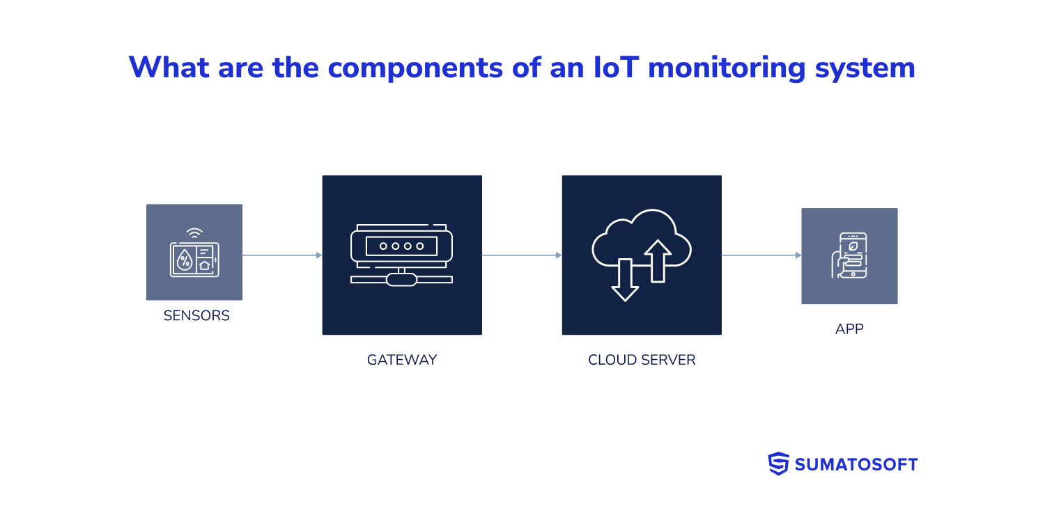 What are the components of an IoT monitoring system