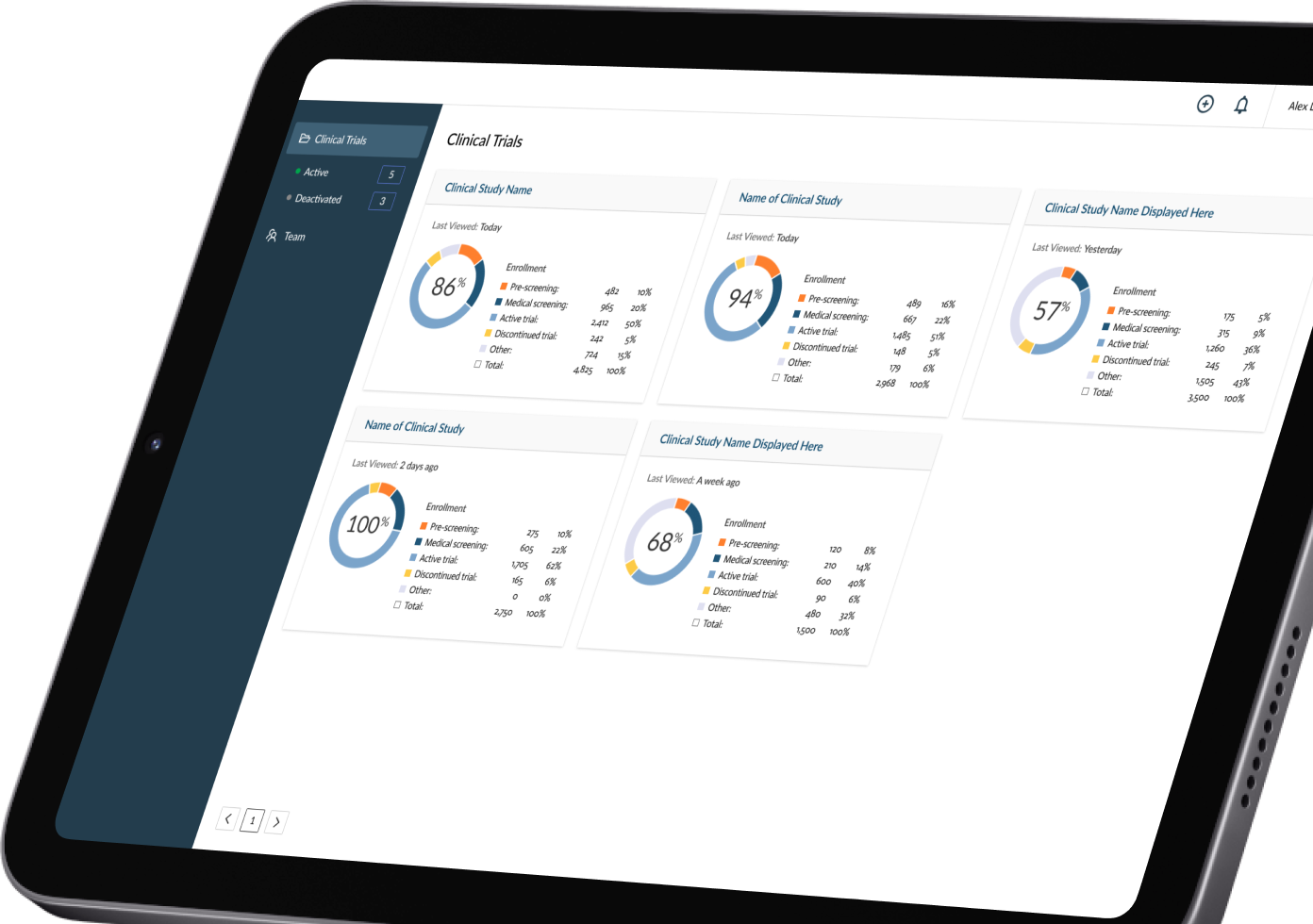 Clinical trial platform on device