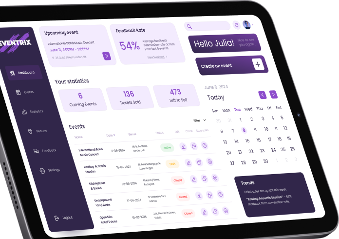 Event platform for indie organizers