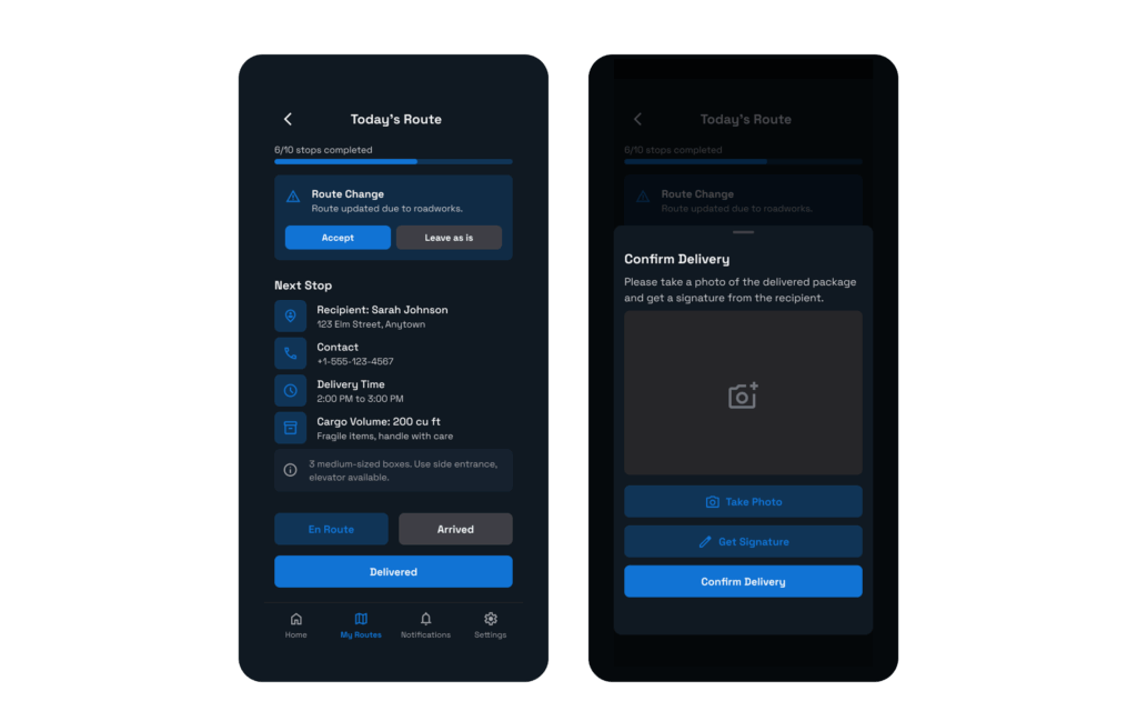 AI/ML route optimization mobile