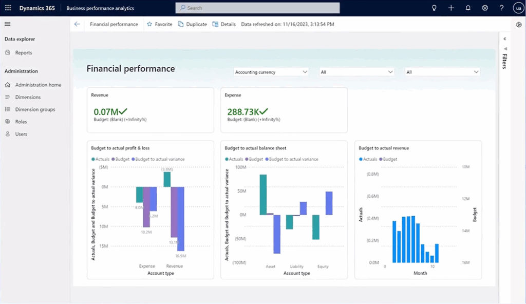 Microsoft dynamics 365 interface