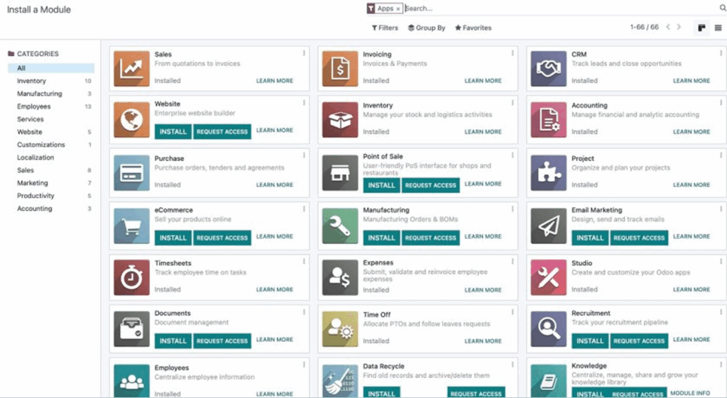 Odoo interface