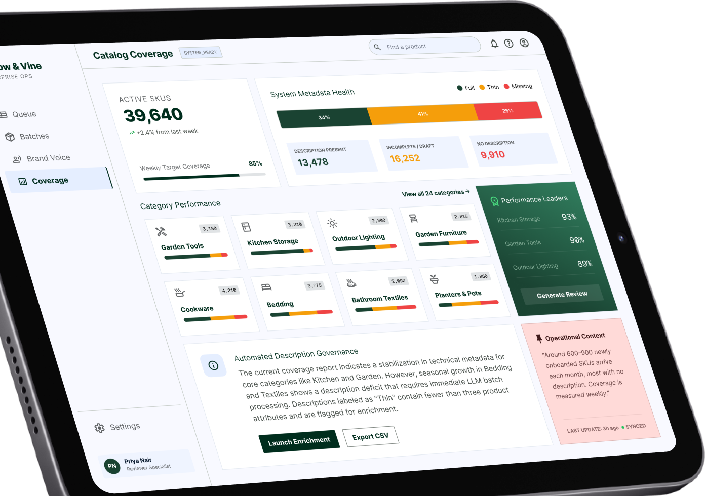 GenAI product-description engine for an online retailer