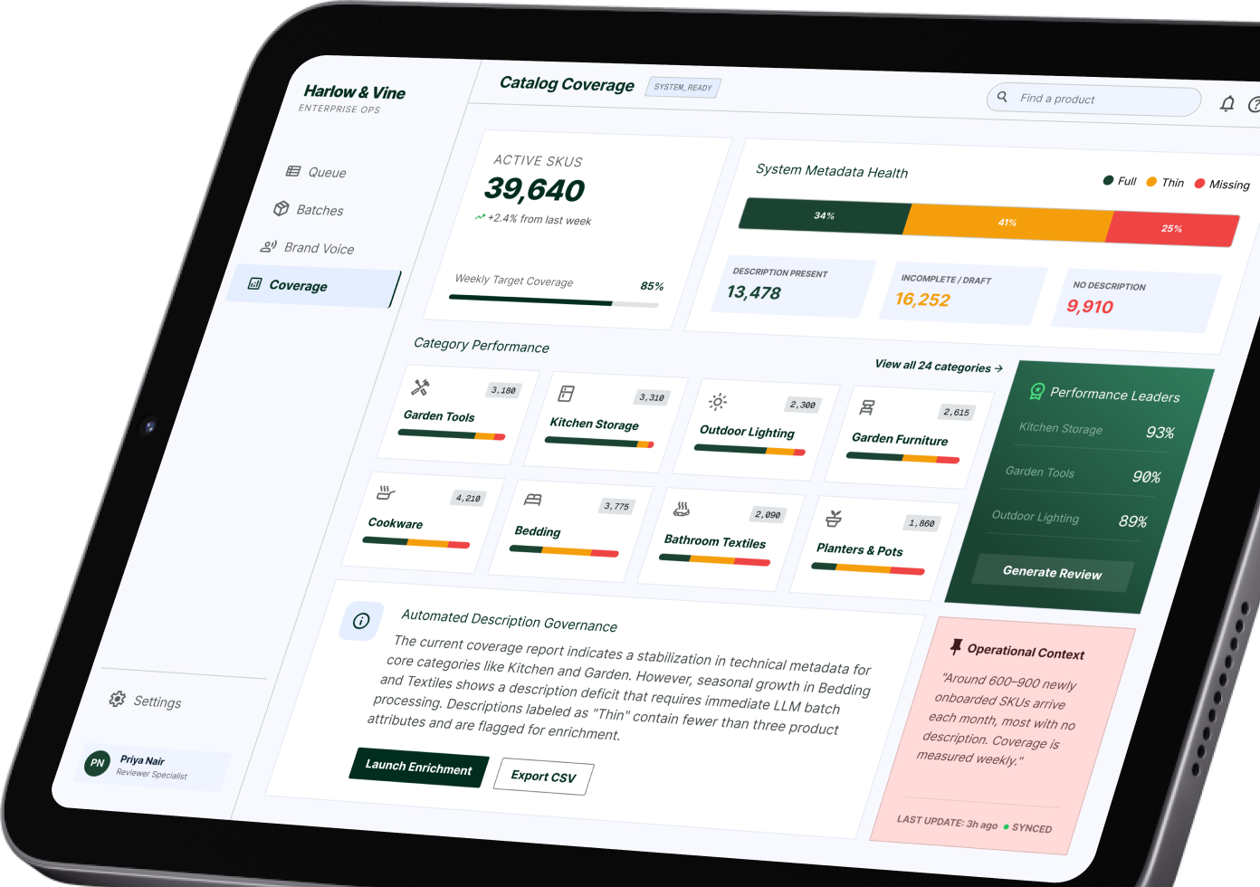 GenAI product-description engine for an online retailer