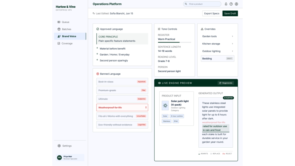 GenAI product-description engine for an online retailer